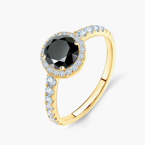 Pierścionek zaręczynowy This is Love: złoty, czarny diament